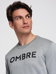 Classic men's sweatshirt with inscription - grey melange V1 B1711