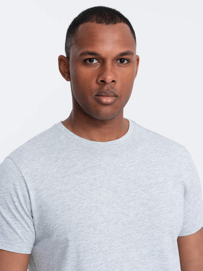 Męski klasyczny bawełniany T-shirt BASIC - szary melanż V5 OM-TSBS-0146 