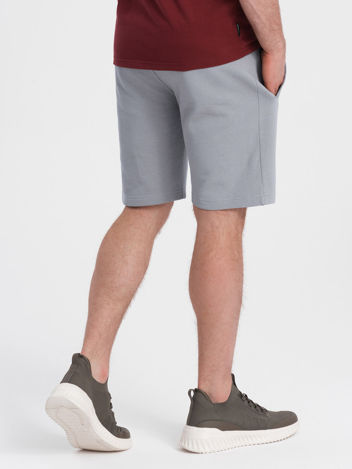 Men's knit shorts with drawstring and pockets - grey V8 OM-SRBS-0139