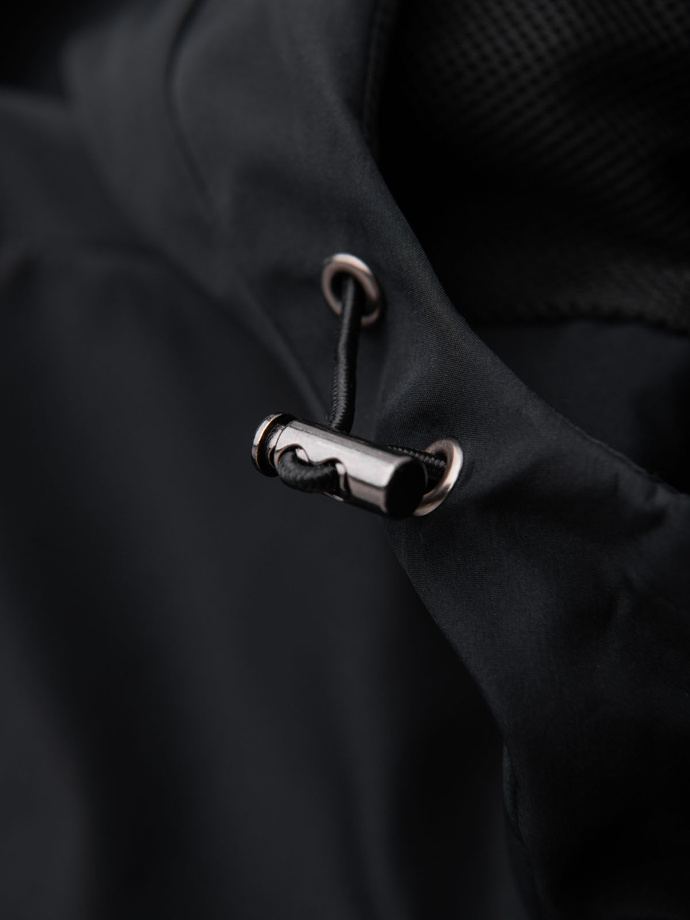 Men's lightweight jacket with mesh lining and hood - black V4 OM-JANP-0149
