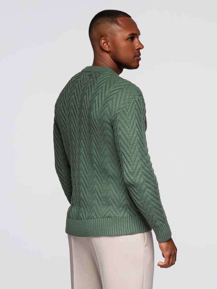Knitted monochrome men's viscose cardigan - navy blue V1 OM-SWCD-0126