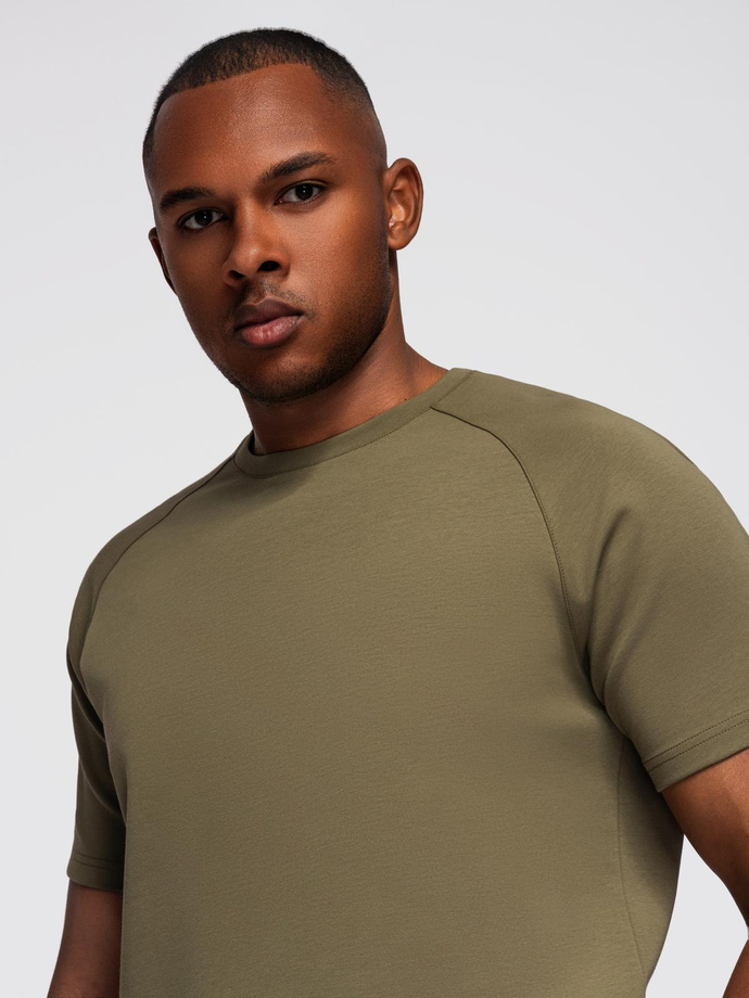 Men's SLIM FIT T-shirt with round neckline and logo - white V1 OM-TSCT-0220