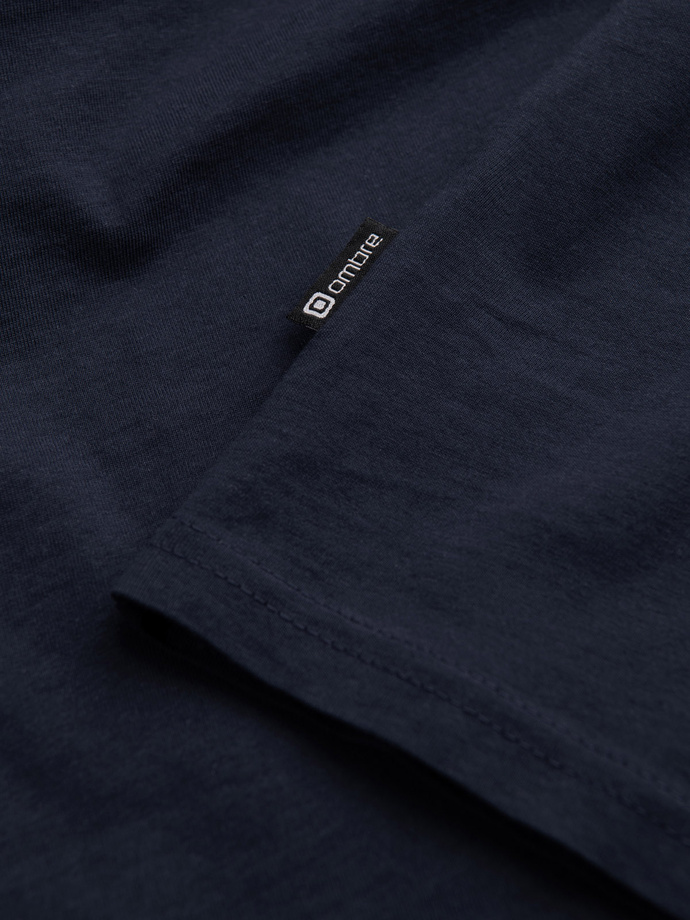 Men's unprinted longsleeve with v-neck - navy blue V5 OM-LSBL-0108