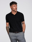 Men's cotton structured knit polo shirt - black V5 OM-POSS-0117