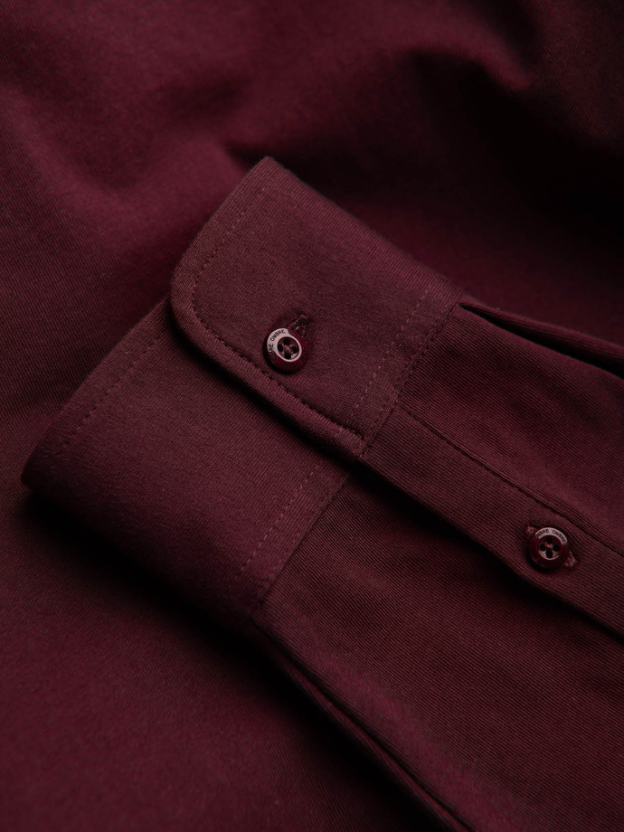 Bawełniana męska koszula REGULAR z dzianiny single jersey - bordowa V3 OM-SHCS-0138