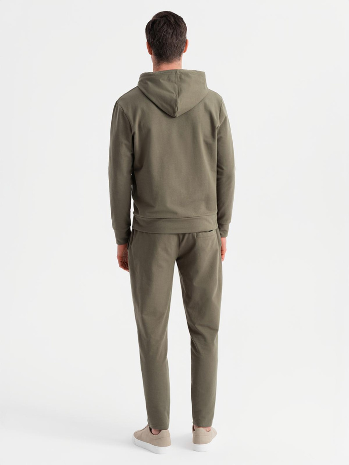 Men's sweatshirt set hoodie + sweatpants - olive V4 Z107 