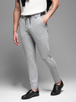 Men's knitted pants with elastic waistband - light grey V1 OM-PACP-0116