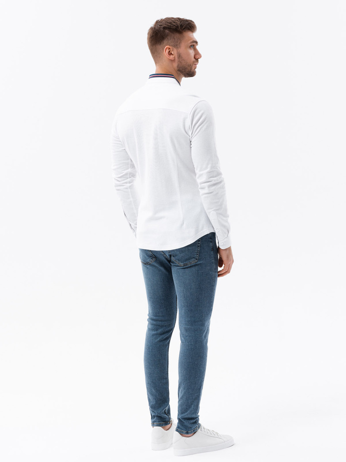 Men's long sleeve knit shirt - white V1 K542