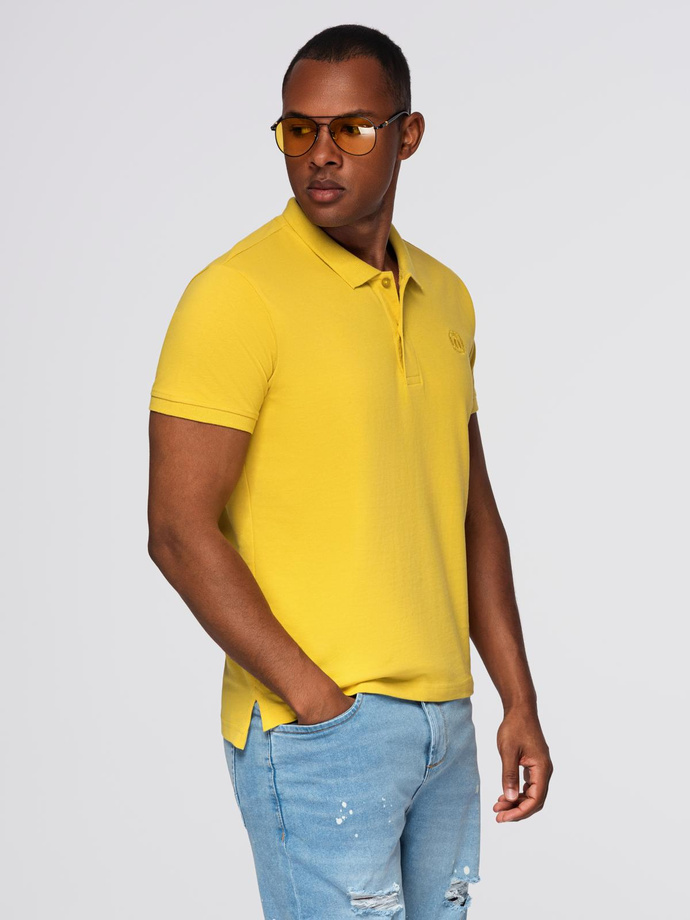 Men's pique knit polo shirt - yellow S1374