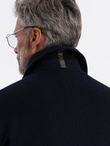 Men's long single-breasted coat with collar and undercoat - navy blue V3 OM-COWC-0106
