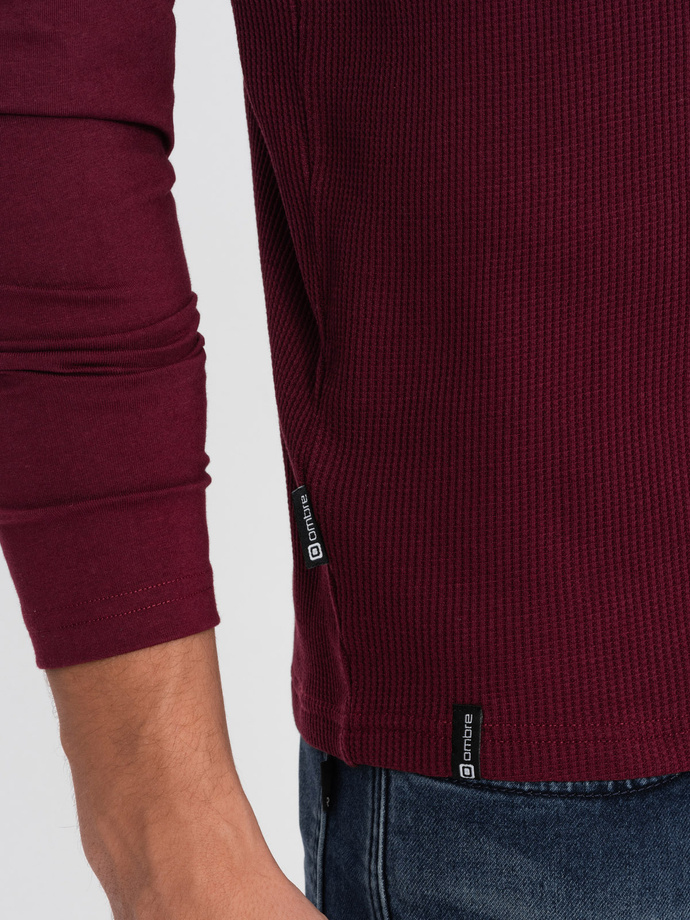 Men's longsleeve with "waffle" texture - maroon V6 OM-LSCL-0109