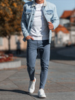 Men's denim pants without rubbing SLIM FIT - navy blue V4 OM-PADP-0148