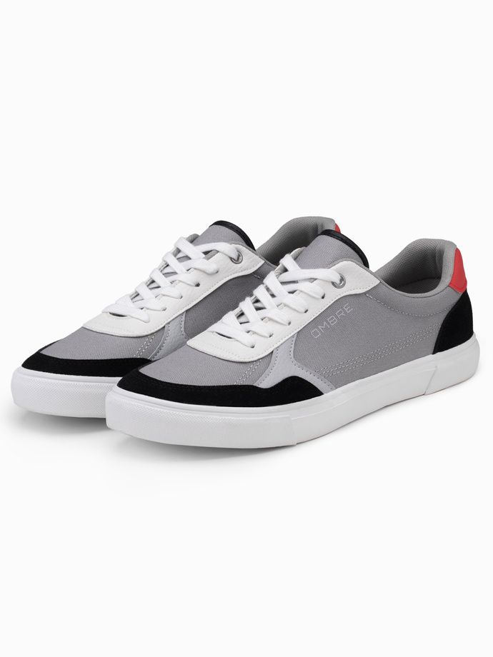 Men's shoes sneakers with colorful accents - gray V4 OM-FOTL-0146 