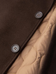 Single-breasted men's long coat with collar and bolster - brown V4 OM-COWC-0135