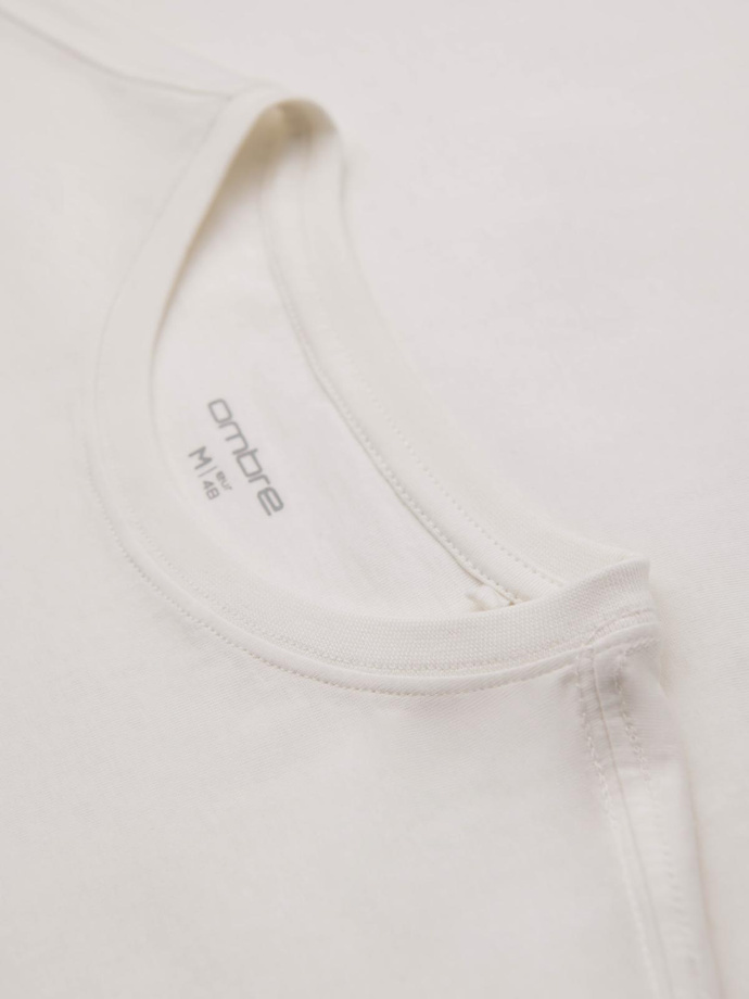 Men's T-shirt with embroidery on chest - white V2 OM-TSPT-0248