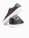 Męskie klasyczne buty sneakersy z wysoką podeszwą – ciemnobrązowe V2 OM-FOCS-0165
