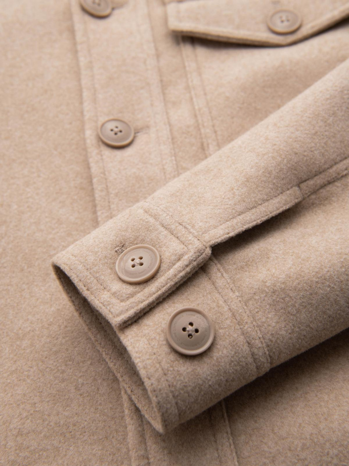 Men's lightweight fleece jacket with viscose - beige V1 OM-JANP-0199