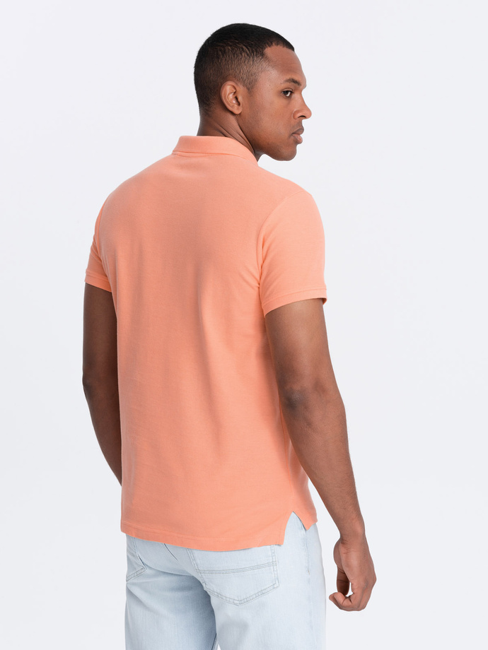 Men's BASIC single color pique knit polo shirt - peach V19 OM-POBS-0100