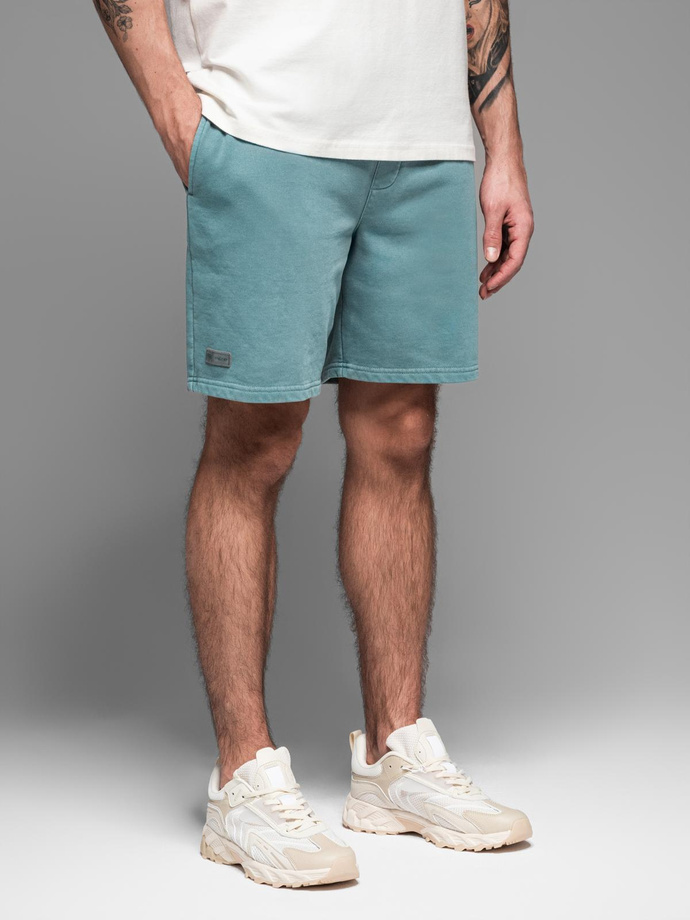 Men's RELAXED FIT athleisure style short sweat shorts - turquoise V1 OM-SRWS-0122 