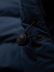 Men's jacket with asymmetrical quilting and hood - navy blue V4 OM-JAHP-0304