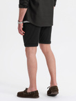 Men's knit shorts with rolled up legs - black V2 OM-SRCS-0170