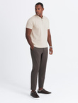 Men's polo shirt with zippered collar - cream V3 OM-POSS-0132 