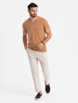 Men's BASIC classic cotton T-shirt with a v-neck - brown V9 OM-TSBS-0237