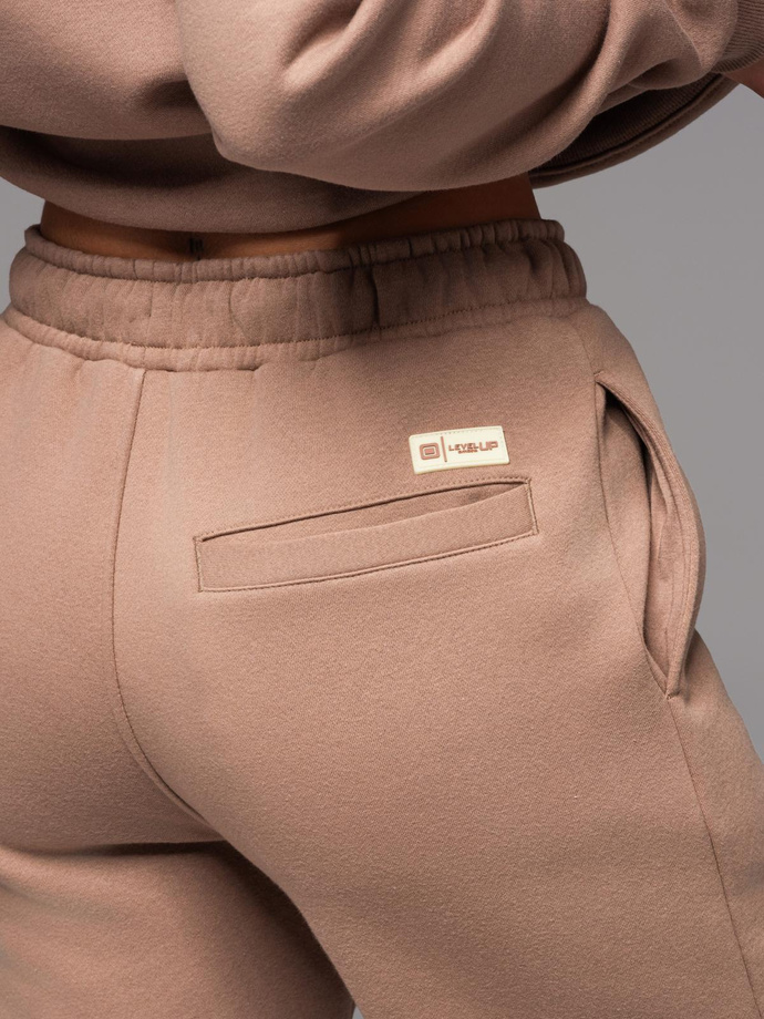 Dresowe szorty unisex ze ściągaczem w pasie – brązowe V16 OU-SRBC-0101