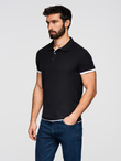 Men's cotton polo shirt with contrast trim - black V8 OM-POSS-0113