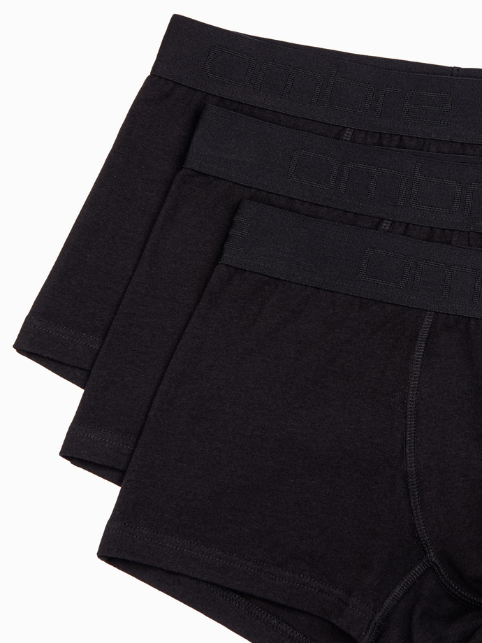Men's cotton boxer shorts with logo - 3-pack black V1 OM-UNBO-0105