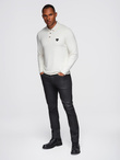 Long sleeve polo shirt with elegant branded buttons - cream V2 OM-POLS-0139