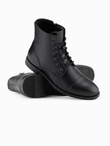 Męskie buty z ekoskóry z ocieplaną wysoką cholewką – czarne V1 OM-FOBO-0172 (BLACK)