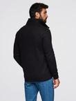 Washed men's sweatshirt with decorative stitching at the neckline - navy blue V4 OM-SSDS-0131