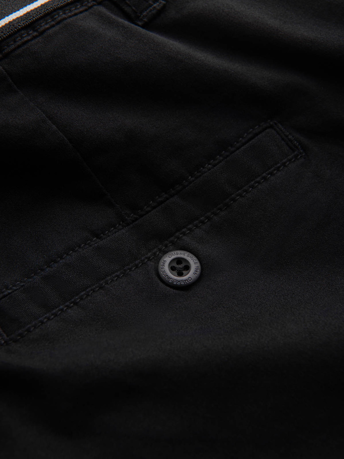 Spodnie męskie chino z ozdobną taśmą w pasie SLIM FIT – czarne V1 OM-PACP-0118