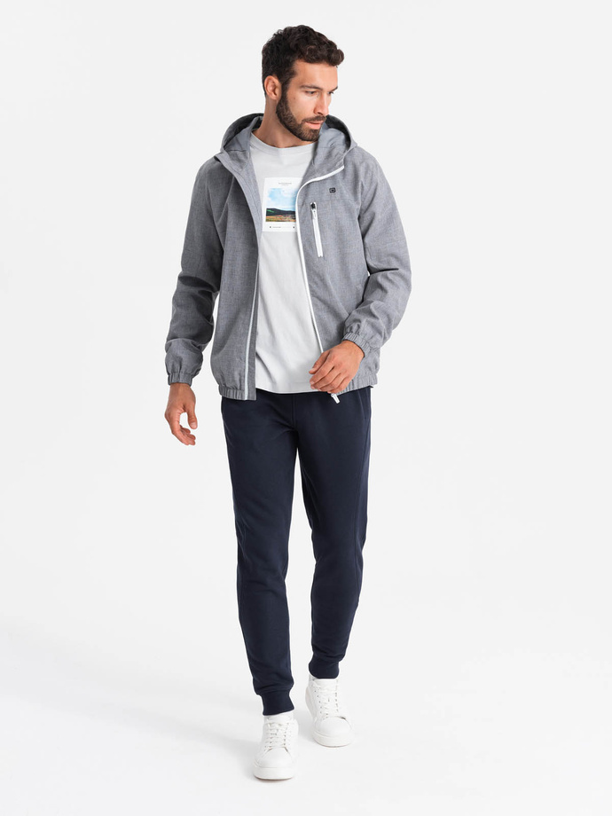 Men's lightweight sports jacket with fleece lining - gray V3 OM-JANP-0136