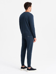 Komplet dresowy bawełniany męski BASIC bluza nierozpinana + joggery – granatowy V1 Z84