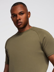 Men's SLIM FIT T-shirt with round neckline and logo - white V1 OM-TSCT-0220