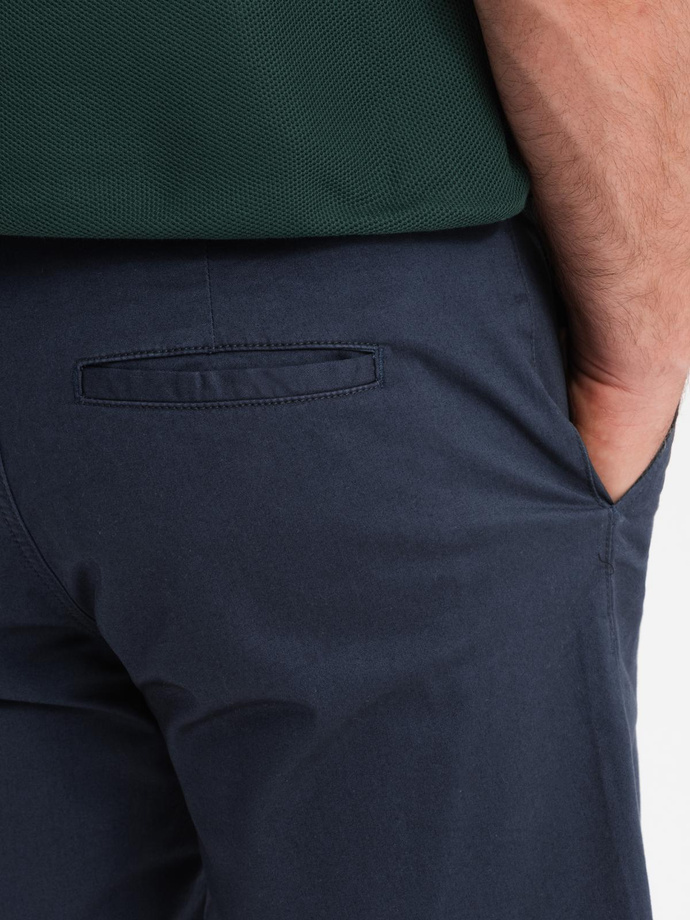 Men's classic chino shorts with rolled up leg - navy blue V10 OM-SRCS-0197