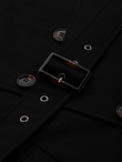Elegancki płaszcz męski trencz SLIM FIT z paskiem – czarny V2 OM-COSC-0126