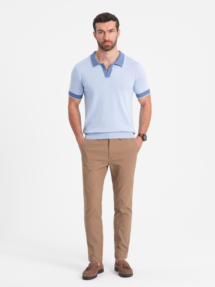 Men's SLIM FIT chino pants - light brown V2 OM-PACP-0186