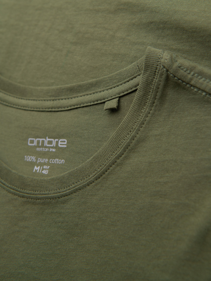 BASIC men's classic cotton T-shirt - khaki V6 OM-TSBS-0236