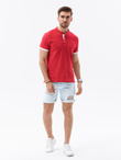 Men's collarless polo t-shirt - red V2 S1381