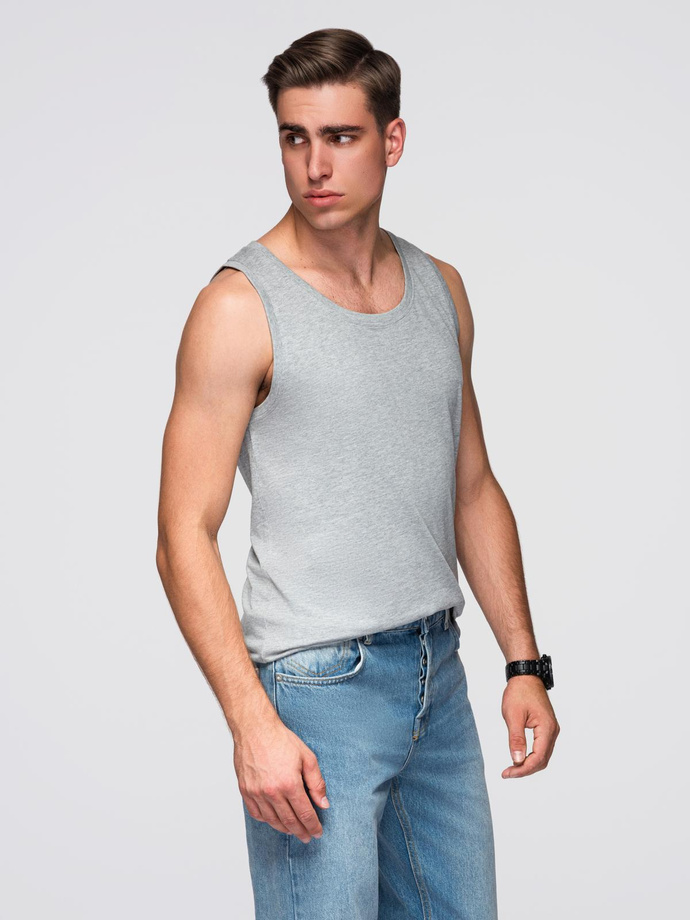 Men's BASIC cotton tank top - grey melange V2 OM-TSBT-0192