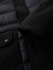 Men's long quilted jacket with large pockets - black V1 OM-JALJ-0308