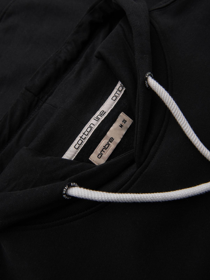 Men's BASIC kangaroo sweatshirt with hood - black V5 B1674