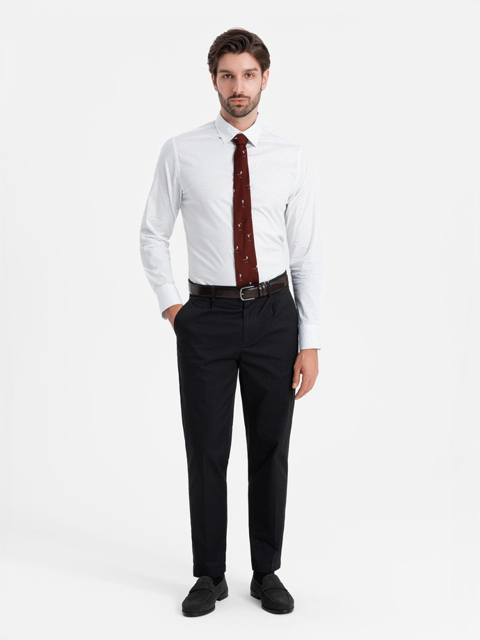 Men's cotton micro pattern REGULAR FIT shirt - white V1 OM-SHCS-0152