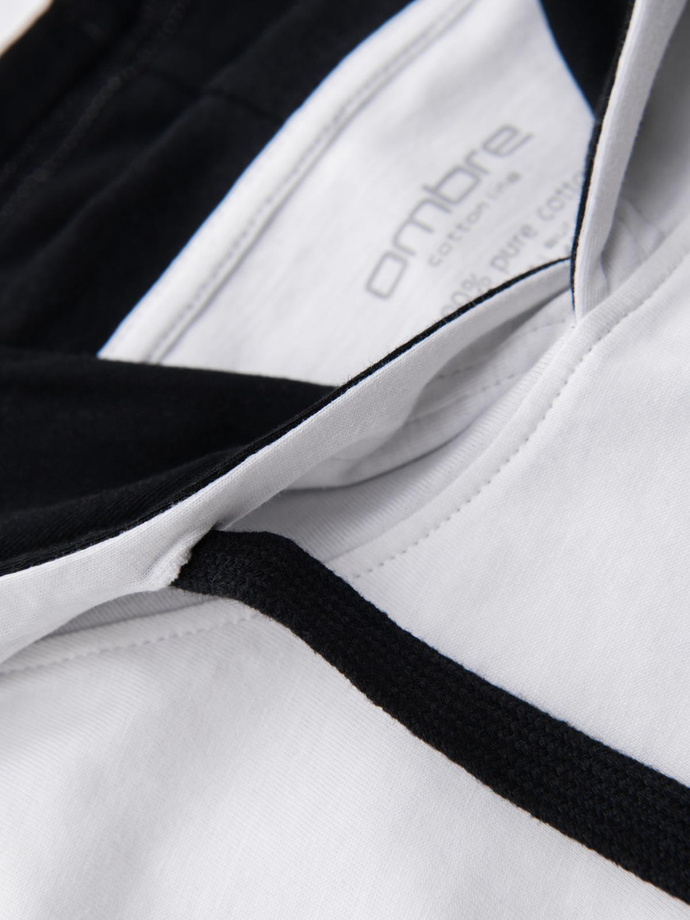 Men's hooded cotton t-shirt - white V1 OM-TSCT-0256