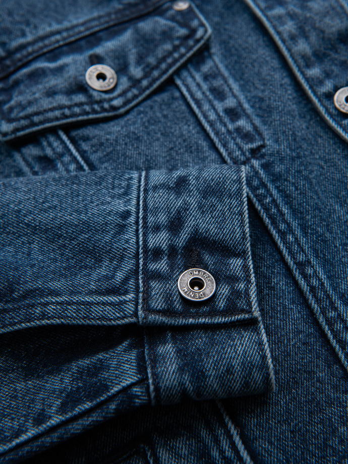Men's denim katana jacket with washem - blue V4 OM-JADJ-0219