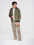 Men's lightweight jacket with hood and mesh lining - olive V2 C640