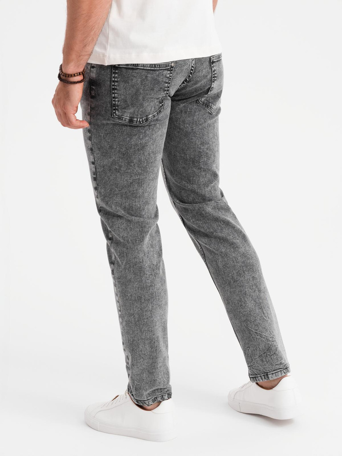 Klasyczne męskie przecierane jeansy REGULAR FIT – szare V4 OM-PADP-0217